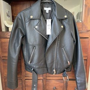 Topshop Faux Leather Biker Jacket